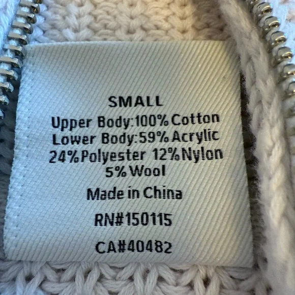 Varley Willard Half Zip Sweater Cream / Gray Size Small - Picture 4 of 7